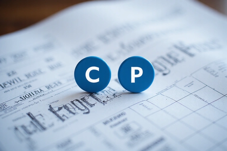 Símbolo de copyright y patente sobre un fondo de documentos