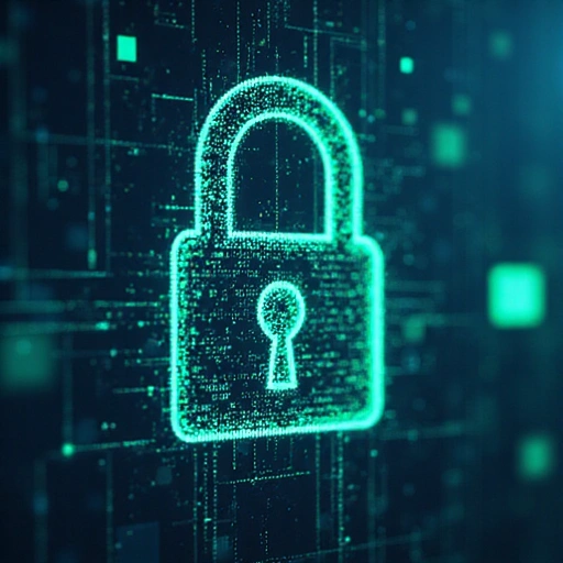 Un candado digital o un icono de seguridad de datos, sin texto.