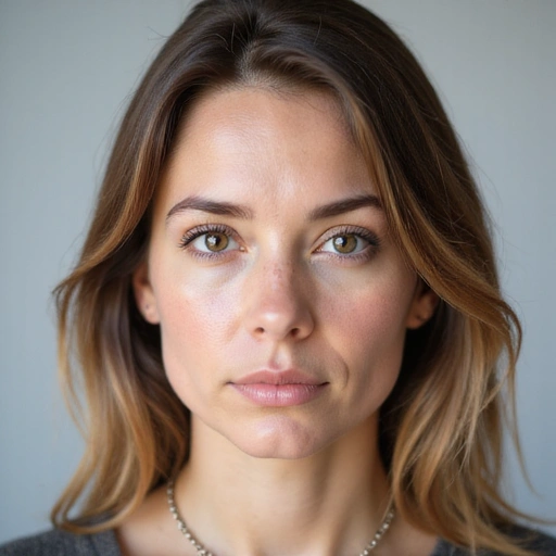 Retrato de Laura, con una expresión de calma y bienestar.